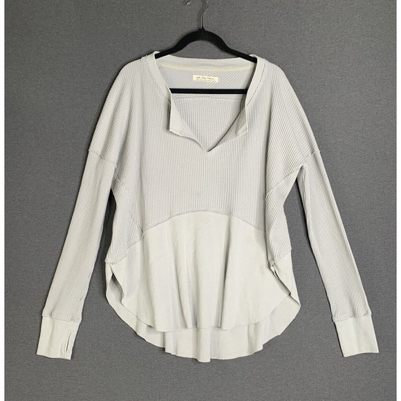 Free People Monterey Thermal Top Cotton Blend Thumb Hole Grey Women Small - Picture 10 of 13